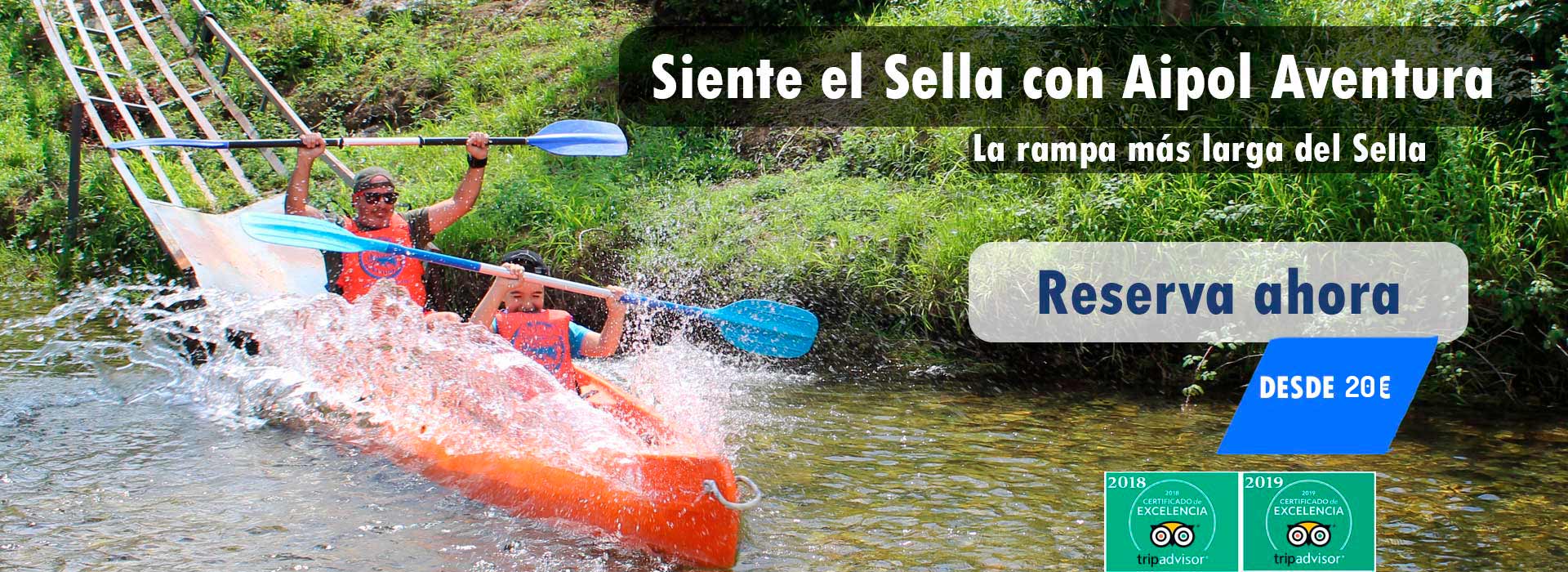 el descenso del Sella en canoa